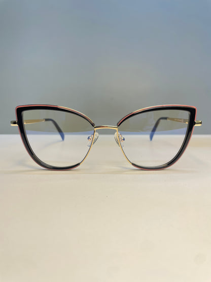 Reny collection, sleek black with a smooth pink rim