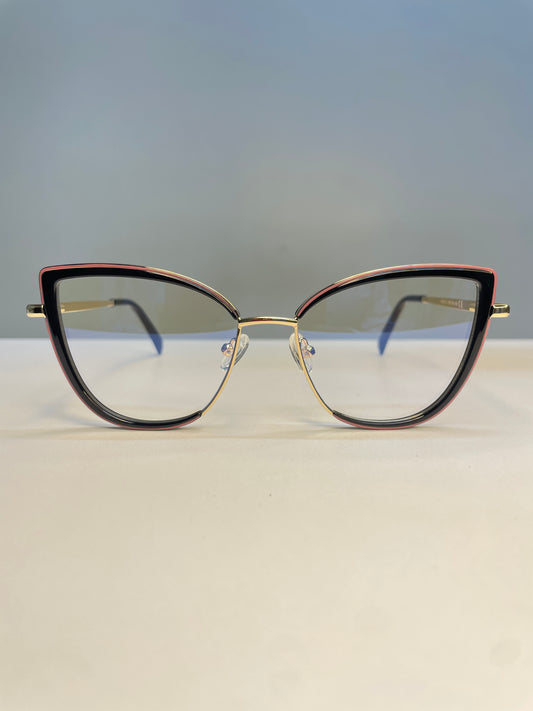 Reny collection, sleek black with a smooth pink rim