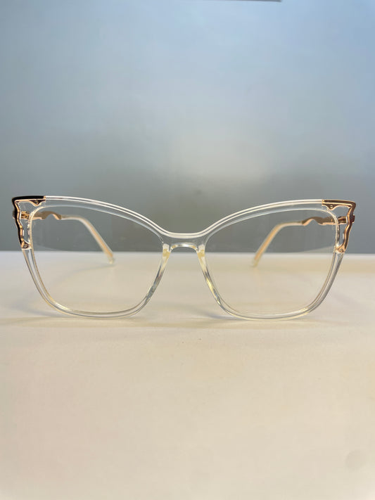 Mara collection, transparent with rose gold arms