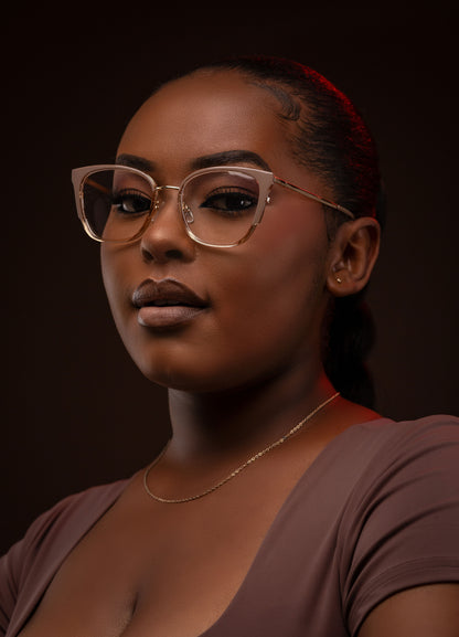 Nyla collection, caramel brown with a sleek gold