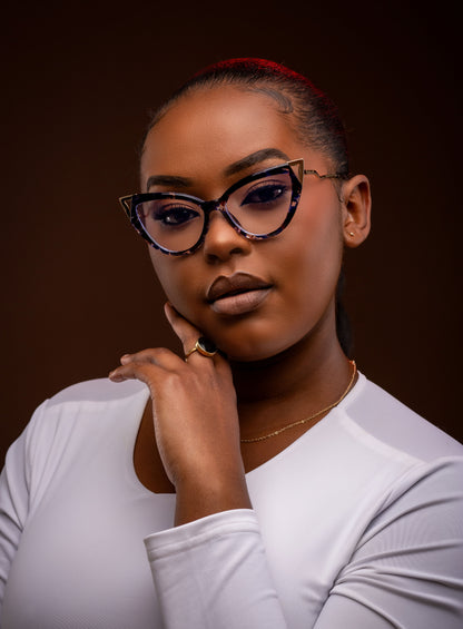 Anna collection, bold black and blue print