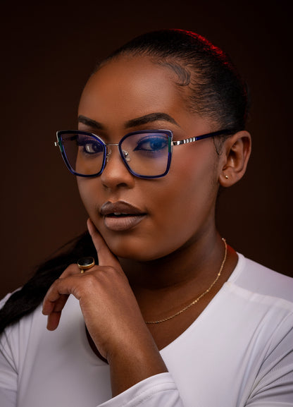 Leona collection, eye catching blue with a silver finish