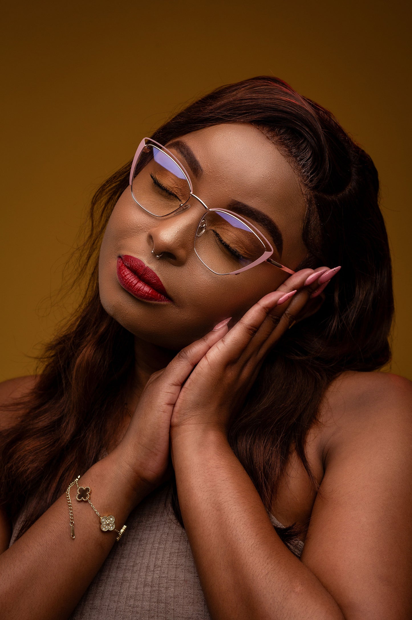 Claire collection, nude pink with complimentary gold arms