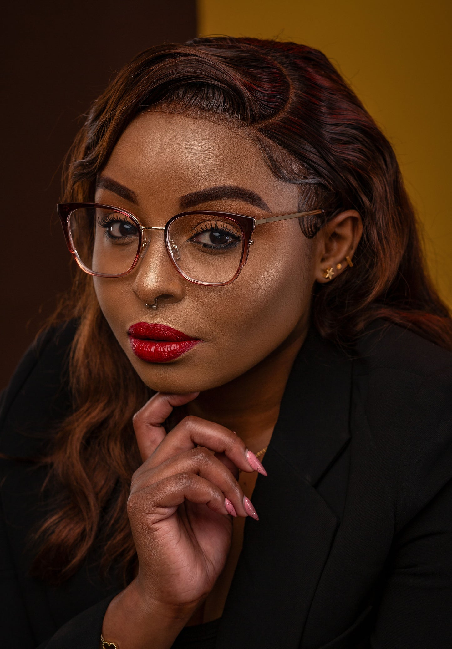 Nyla collection, nude clear with a sleek gold