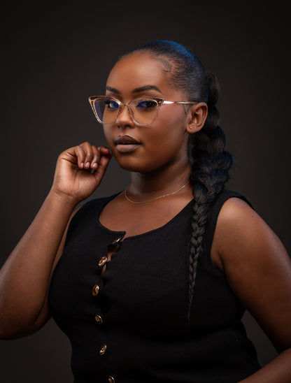 Evie collection, softly blended champagne crystal cateye