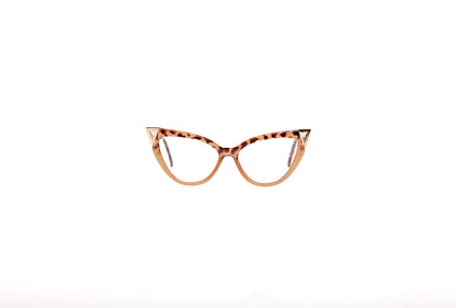 Anna collection, caramel with a cheetah cateye print