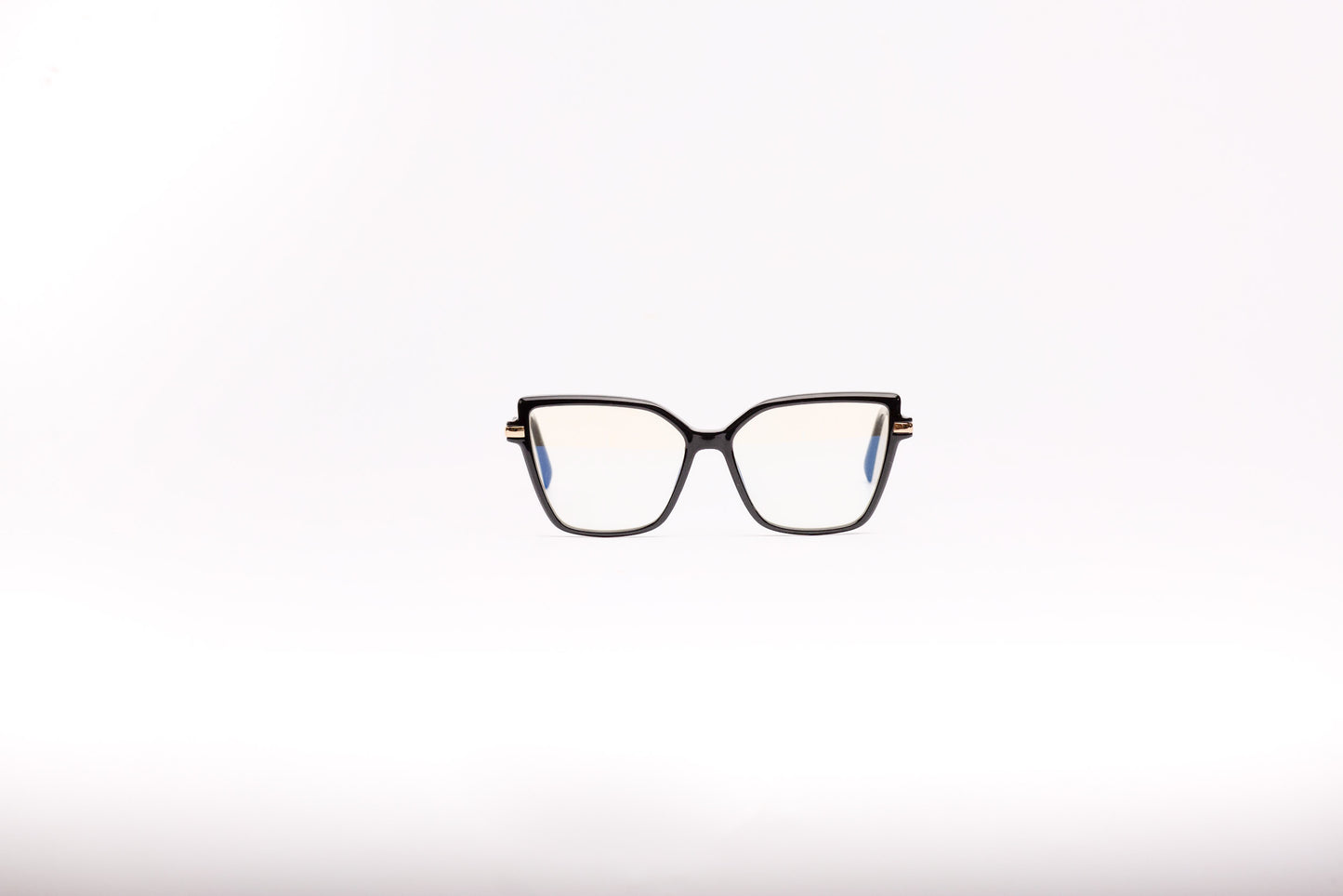 Clara collection, stylish plastic black with metallic arms