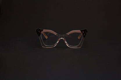 Magda collection, nude clear with a cateye print