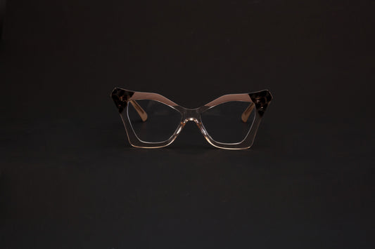 Magda collection, nude clear with a cateye print