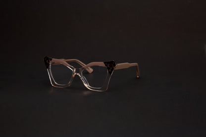 Magda collection, nude clear with a cateye print