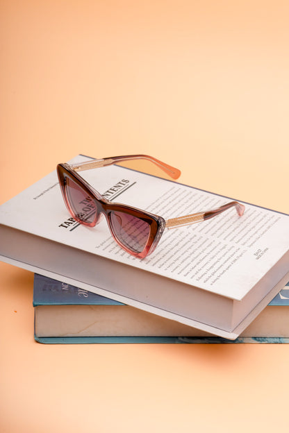 Clip on collection, rich nude with a brown stylish polarised clip on