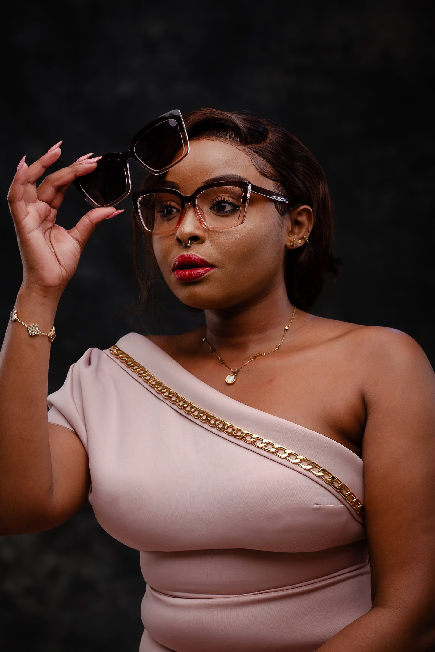 Clip on collection, chunky black and clear gradient with polarised clip on