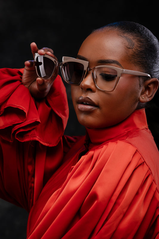 Clip on collection, caramel brown with a polarised clip on