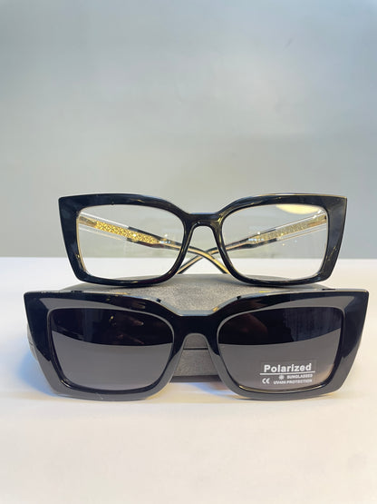 RECTANGULAR CLIP-ON BOLD BLACK COLLECTION